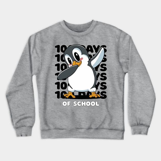 100 Days of school typography featuring a Dabbing Penguin #3 Crewneck Sweatshirt by XYDstore